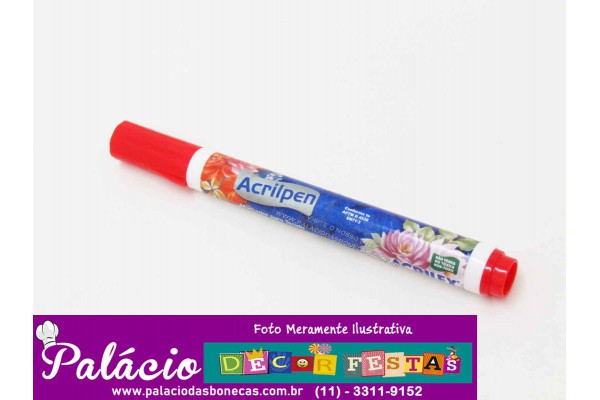 CANETA PARA TECIDO ACRILPEN ACRILEX VERMELHO FOGO 